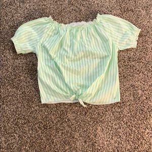 Green and white striped off the shoulder Shirt